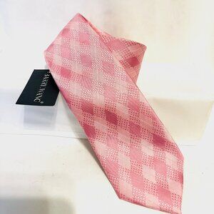 Barry Wang-NWT-Men's Pink Checkered Tie 100% Silk-Italy-Formal-Business-Suit